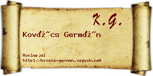 Kovács Germán névjegykártya